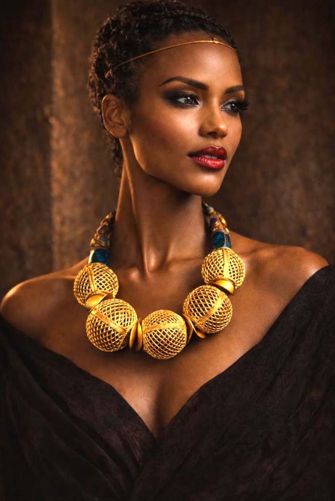 Lost Wax Brass Oversized Orb Statement  Necklace - African Luxury