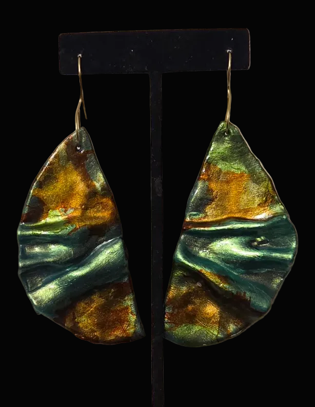Hand Sculpted Artisan Fall Inspired Dangle Pierced Earrings - Redheads