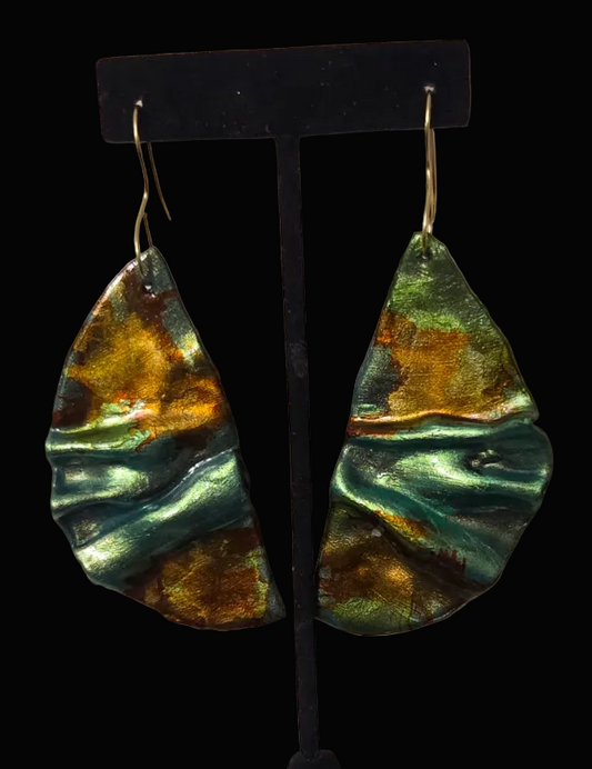 Hand Sculpted Artisan Fall Inspired Dangle Pierced Earrings - Redheads