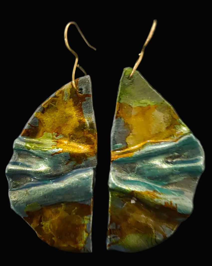 Hand Sculpted Artisan Fall Inspired Dangle Pierced Earrings - Redheads