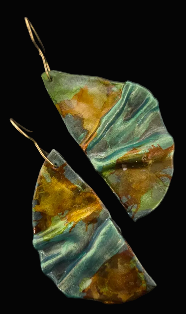 Hand Sculpted Artisan Fall Inspired Dangle Pierced Earrings - Redheads