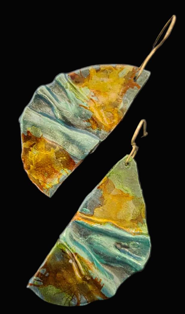 Hand Sculpted Artisan Fall Inspired Dangle Pierced Earrings - Redheads