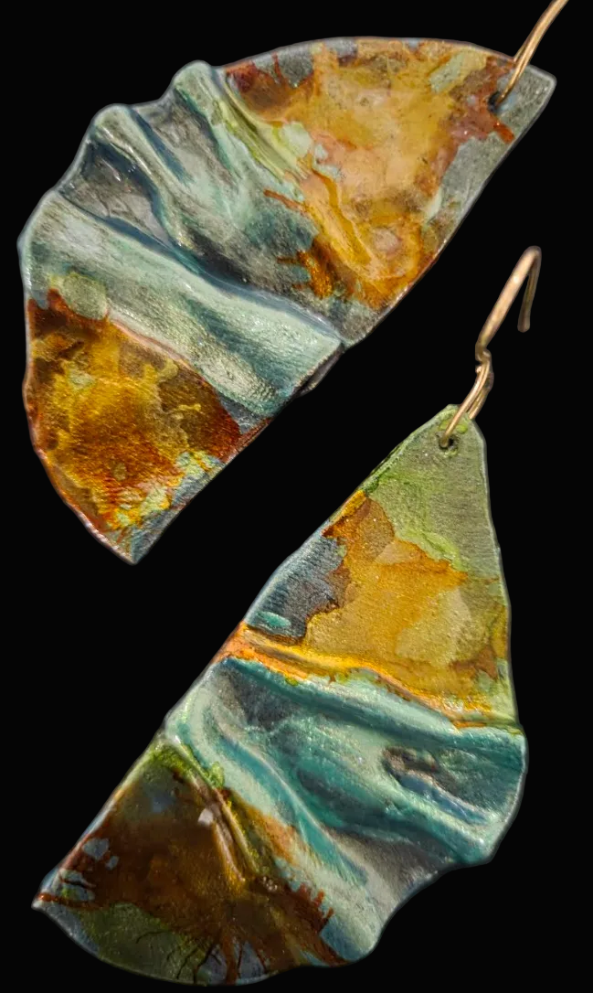 Hand Sculpted Artisan Fall Inspired Dangle Pierced Earrings - Redheads