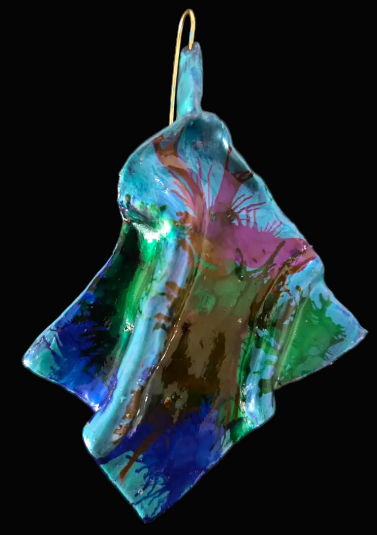Sculpted Avant Garde Jewel Tone Alcohol Ink Pierced Earrings - Couture