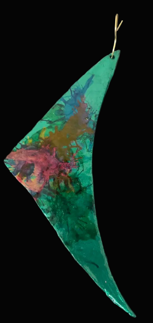 Green Metallic Alcohol Ink Hand Sculpted Wing Shoulder Dusters - Sexy
