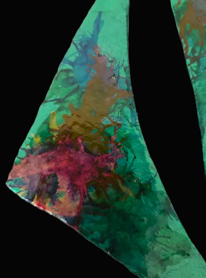 Green Metallic Alcohol Ink Hand Sculpted Wing Shoulder Dusters - Sexy