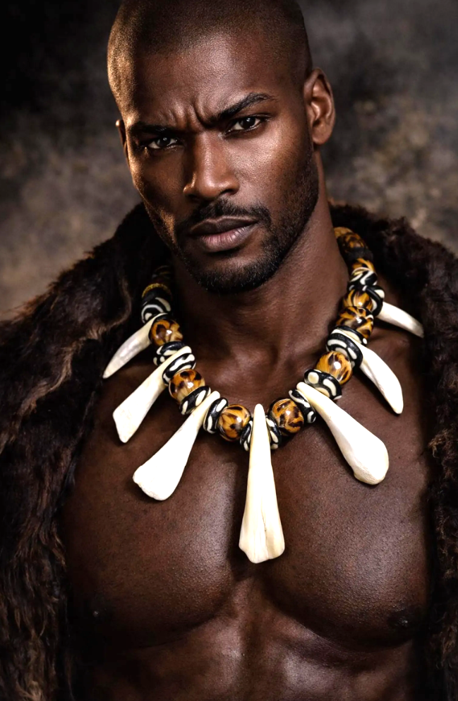 Teeth Bone & Leopard Earthy Tribal Unisex Necklace - Layering Piece