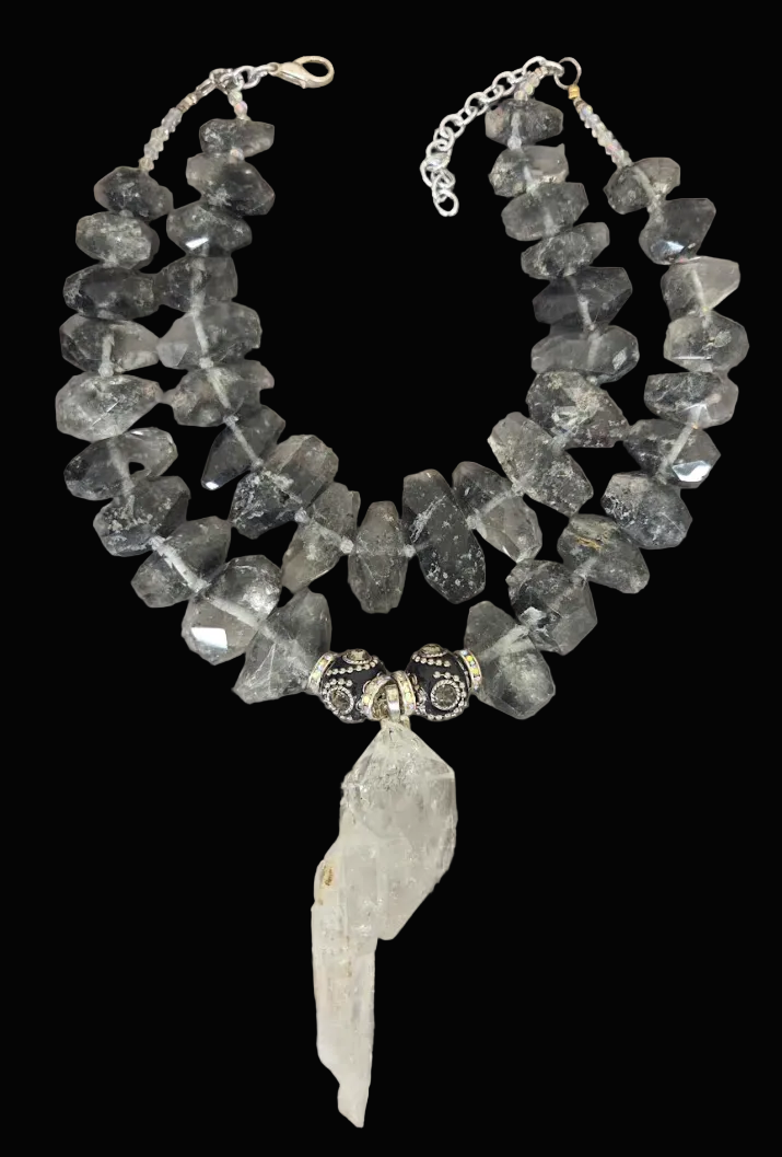 Luxury Herkimer Diamond & Tibetan Quartz Statement Necklace - Couture