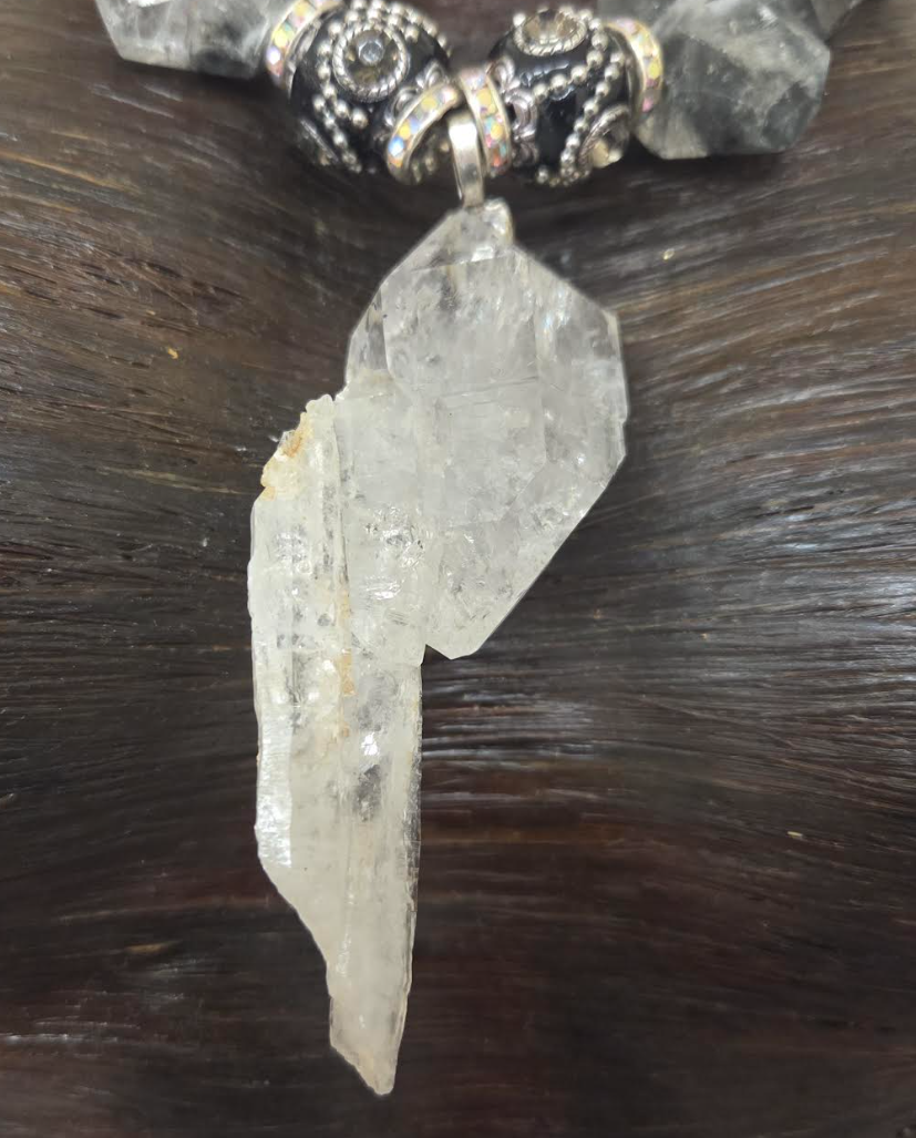Luxury Herkimer Diamond & Tibetan Quartz Statement Necklace - Couture