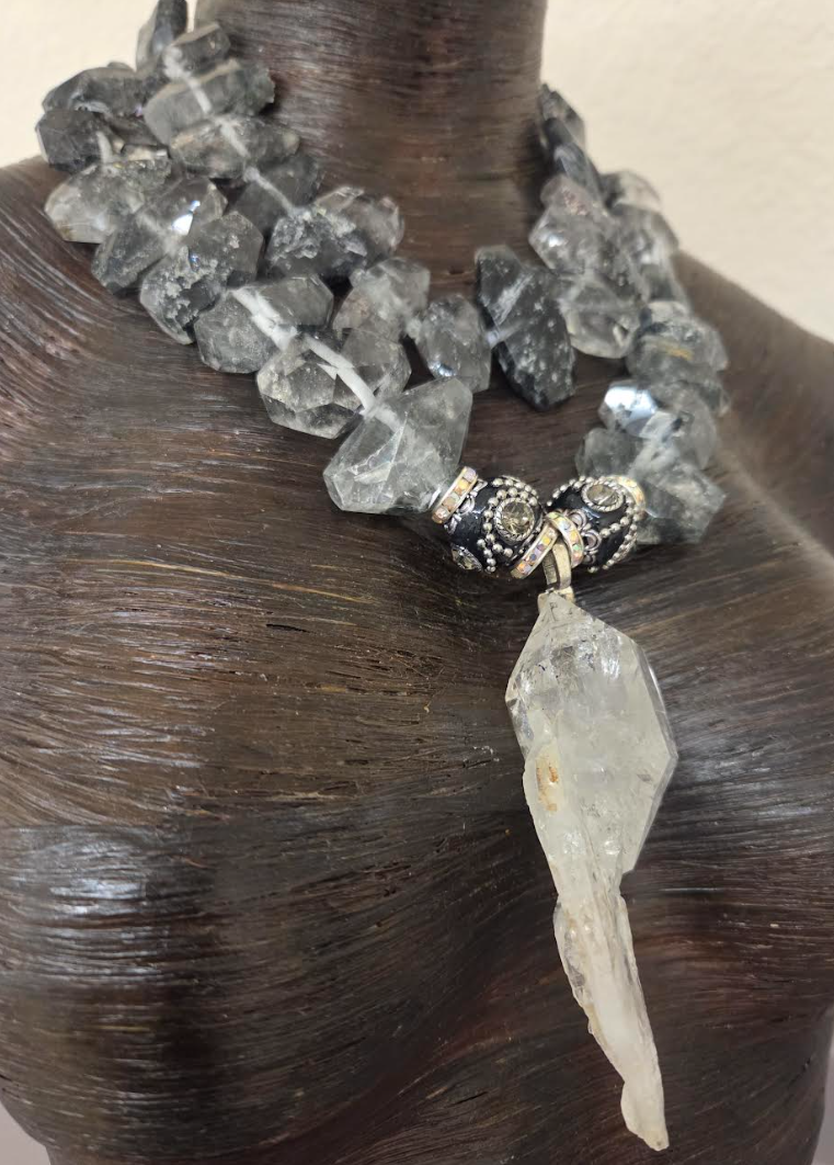 Luxury Herkimer Diamond & Tibetan Quartz Statement Necklace - Couture