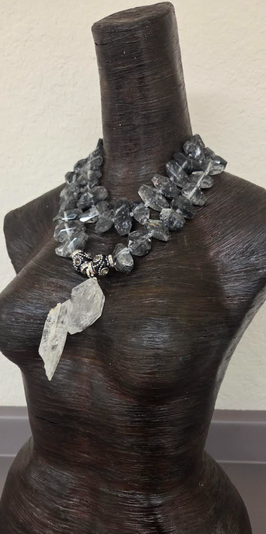Luxury Herkimer Diamond & Tibetan Quartz Statement Necklace - Couture