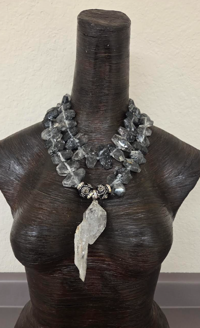Luxury Herkimer Diamond & Tibetan Quartz Statement Necklace - Couture