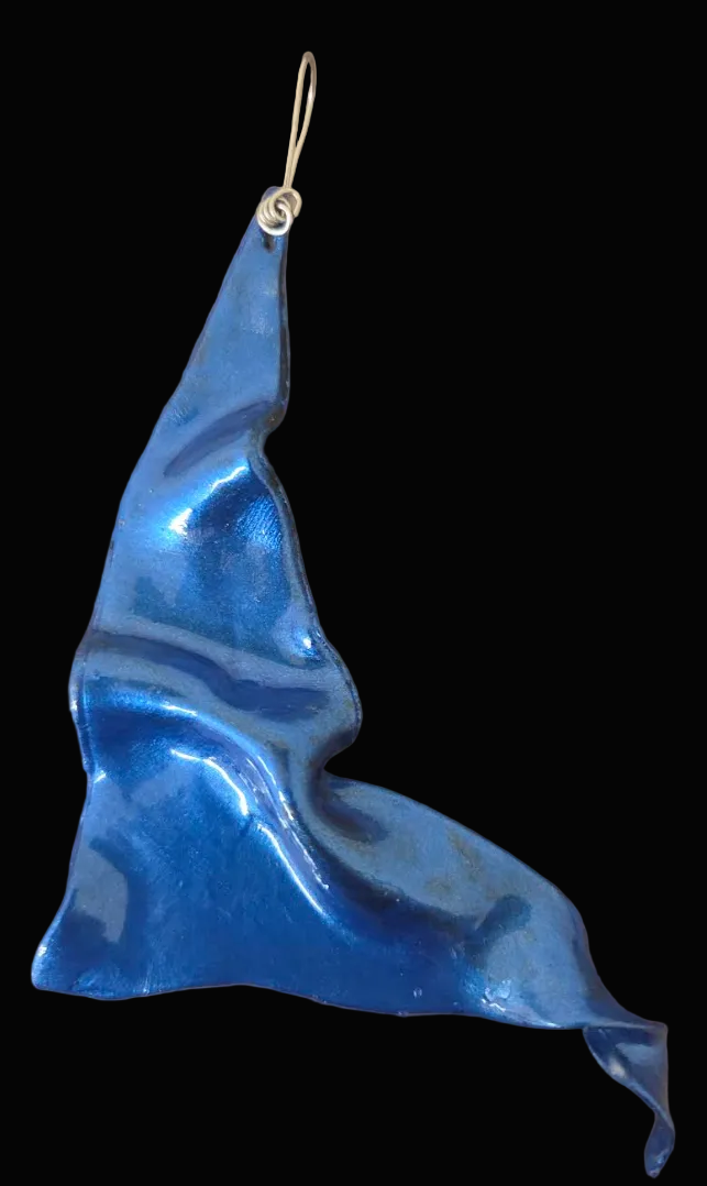 Metallic Blue Hand Sculpted Avant Garde Freeform Shoulder Dusters