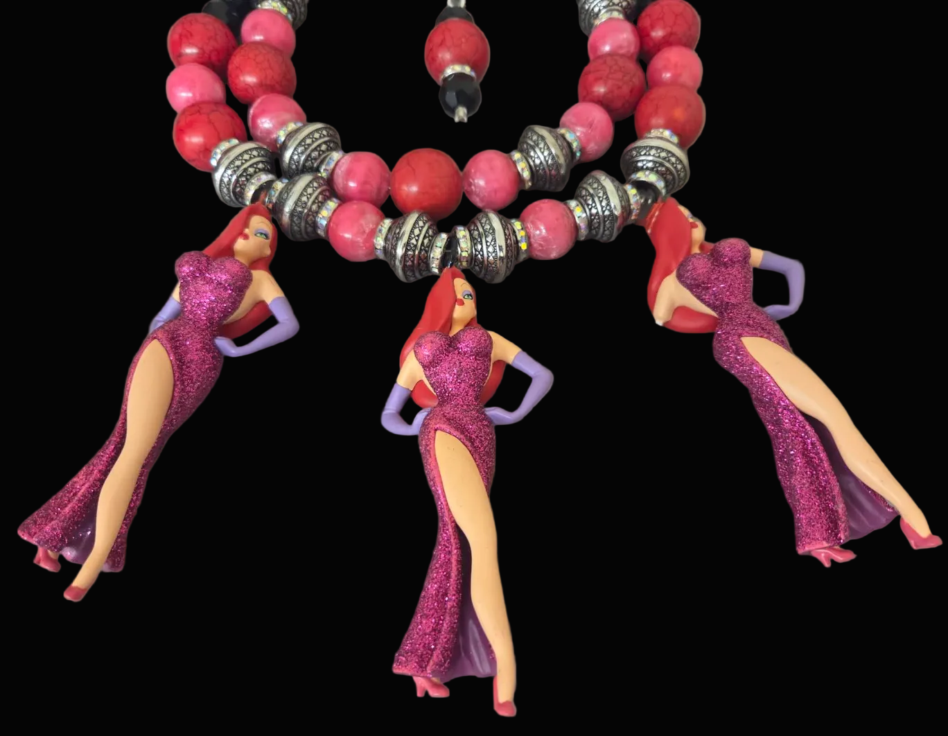 Jessica Rabbit Figurine Beaded Statement Necklace - Femme Fatale
