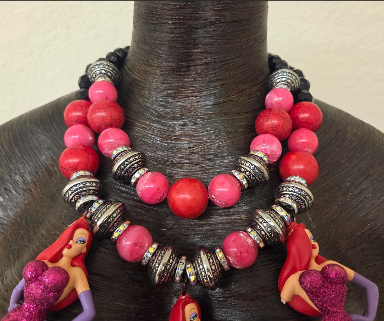 Jessica Rabbit Figurine Beaded Statement Necklace - Femme Fatale