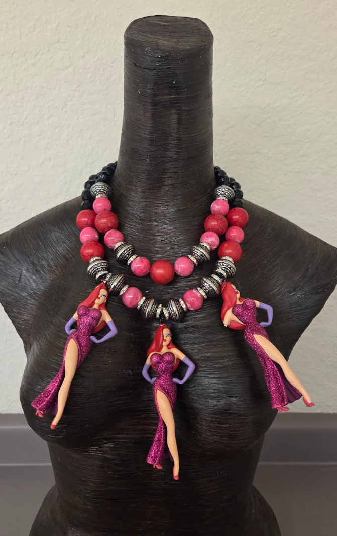 Jessica Rabbit Figurine Beaded Statement Necklace - Femme Fatale