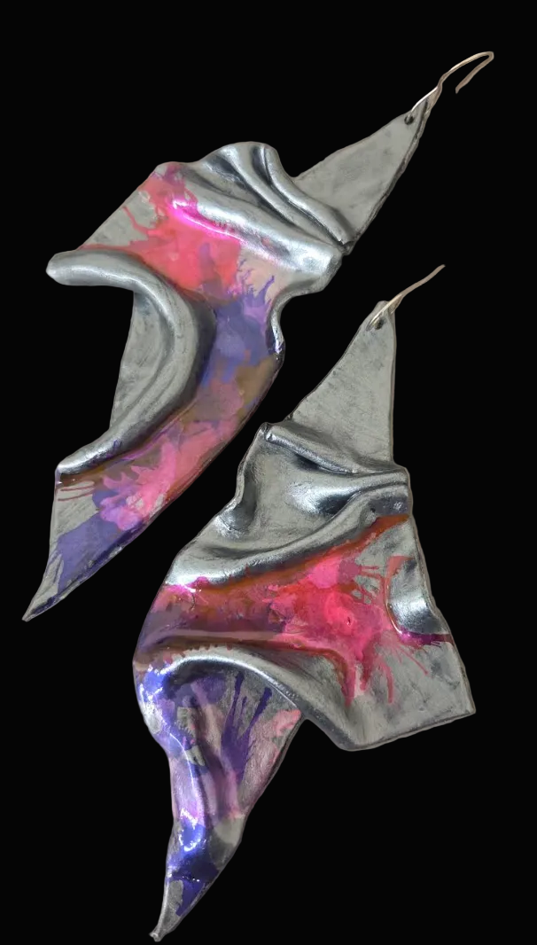Avant Garde Abstract Draped Wing Shoulder Duster Earrings - Edgy