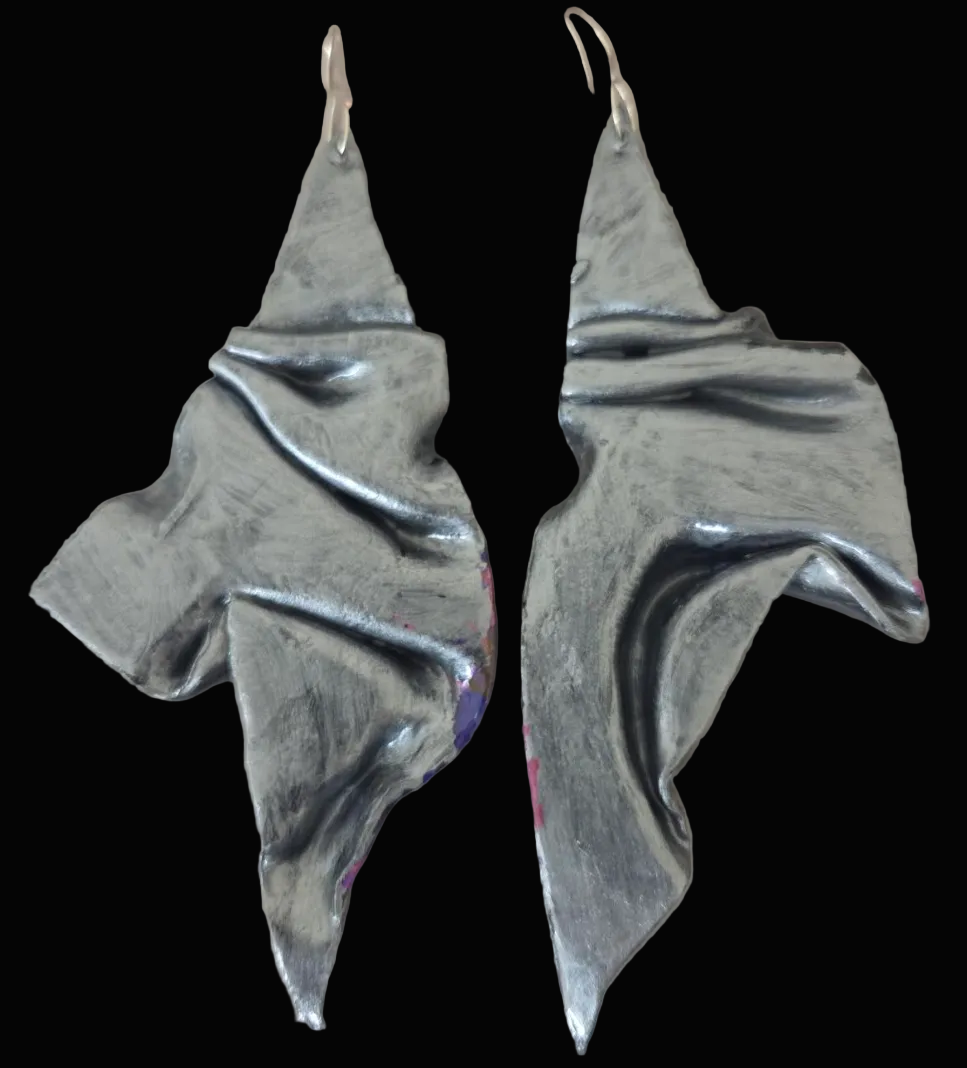 Avant Garde Abstract Draped Wing Shoulder Duster Earrings - Edgy
