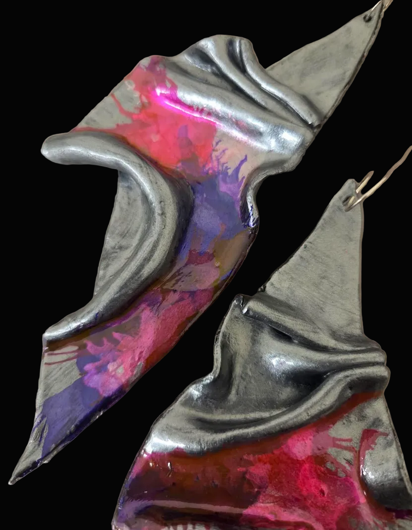 Avant Garde Abstract Draped Wing Shoulder Duster Earrings - Edgy