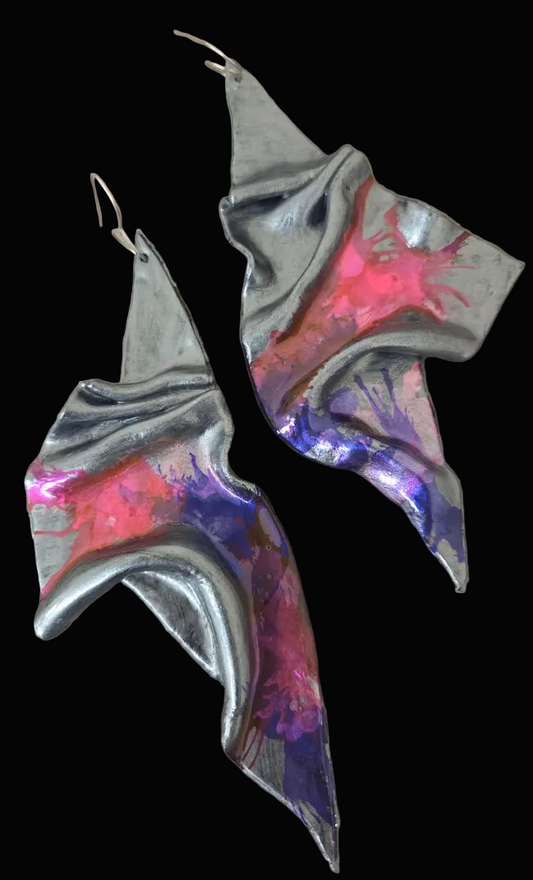 Avant Garde Abstract Draped Wing Shoulder Duster Earrings - Edgy