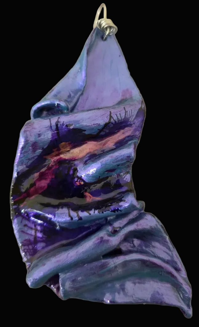 Metallic Purple Sculpted Sensuous Freeform Avant Garde Earrings