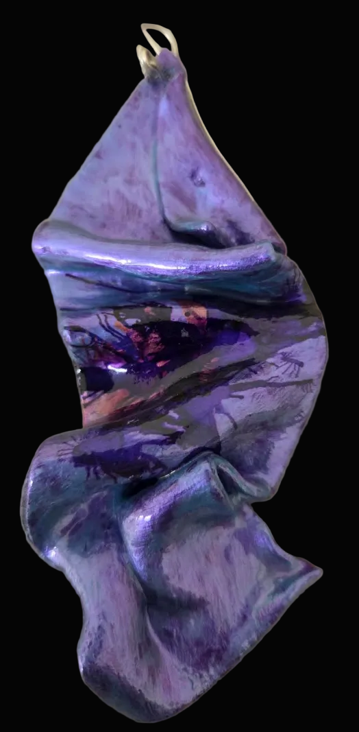 Metallic Purple Sculpted Sensuous Freeform Avant Garde Earrings