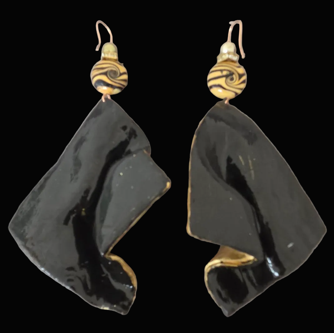 Hand Sculpted Oversized Geometric Leopard Statement Pierced Earrings