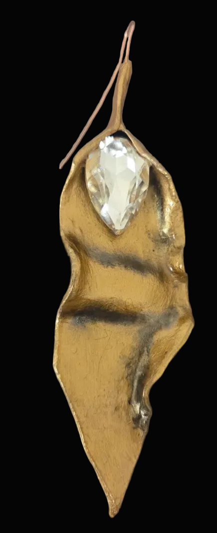Sculpted Gold Metalic Abstract Leaf Shoulder Dusters - Haute Couture