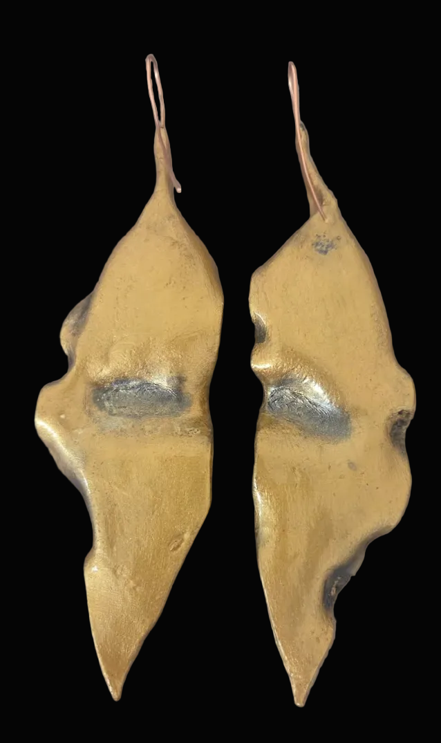 Sculpted Gold Metalic Abstract Leaf Shoulder Dusters - Haute Couture