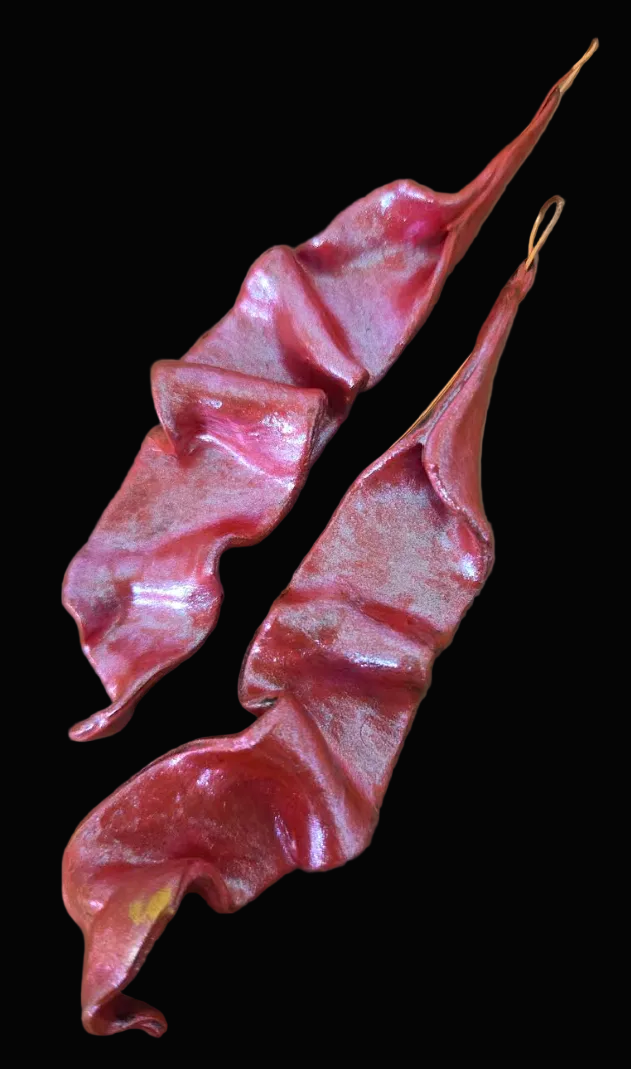 Hand Sculpted Pink Color Shift Abstract Shoulder Duster Earrings
