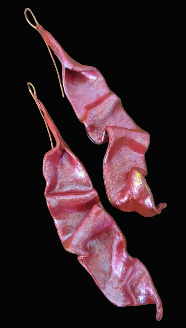 Hand Sculpted Pink Color Shift Abstract Shoulder Duster Earrings