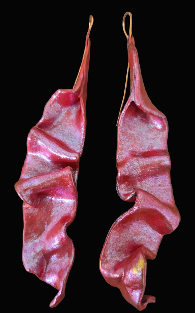 Hand Sculpted Pink Color Shift Abstract Shoulder Duster Earrings