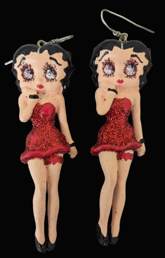 Vintage Betty Boop Femme Fatale Figurine Statement Earrings - Whimsy