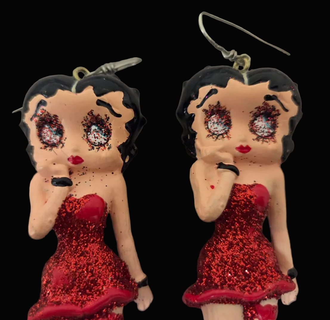 Vintage Betty Boop Femme Fatale Figurine Statement Earrings - Whimsy