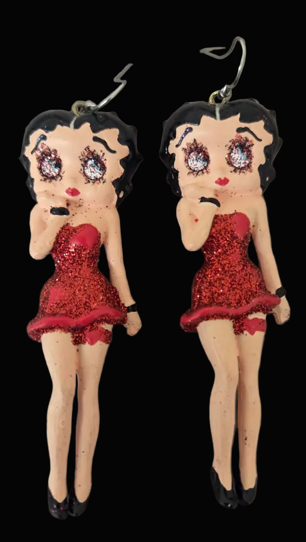 Vintage Betty Boop Femme Fatale Figurine Statement Earrings - Whimsy