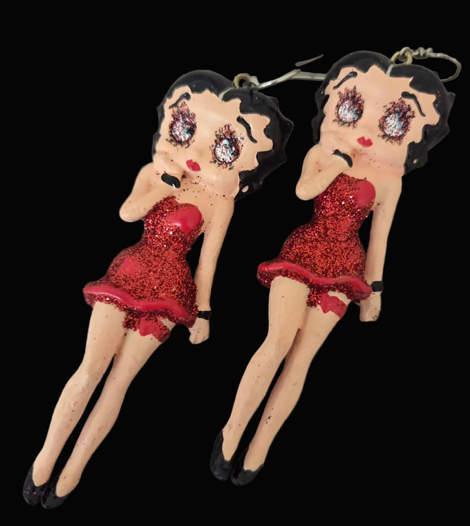 Vintage Betty Boop Femme Fatale Figurine Statement Earrings - Whimsy
