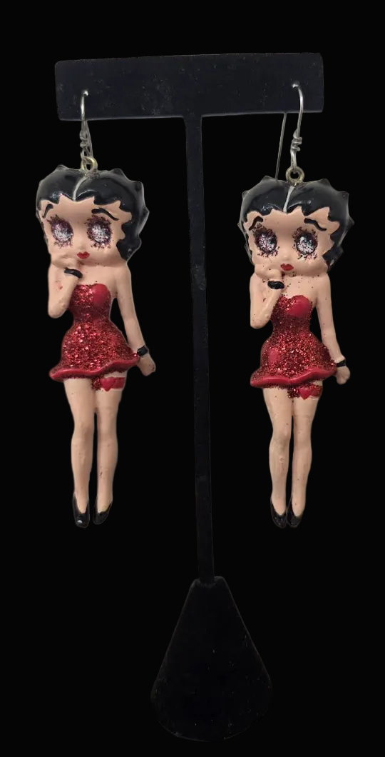 Vintage Betty Boop Femme Fatale Figurine Statement Earrings - Whimsy