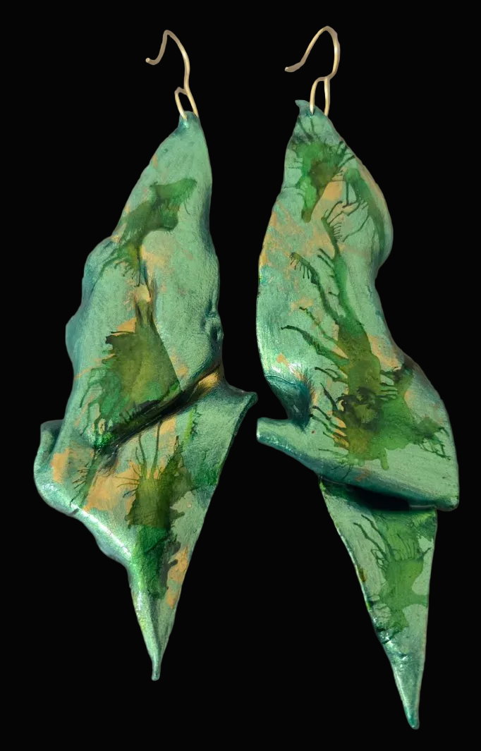 Avant Garde Sculpted Summer Abstract Leaf Pierced Earrings