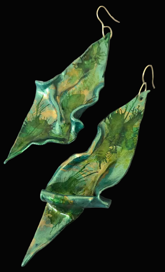 Avant Garde Sculpted Summer Abstract Leaf Pierced Earrings