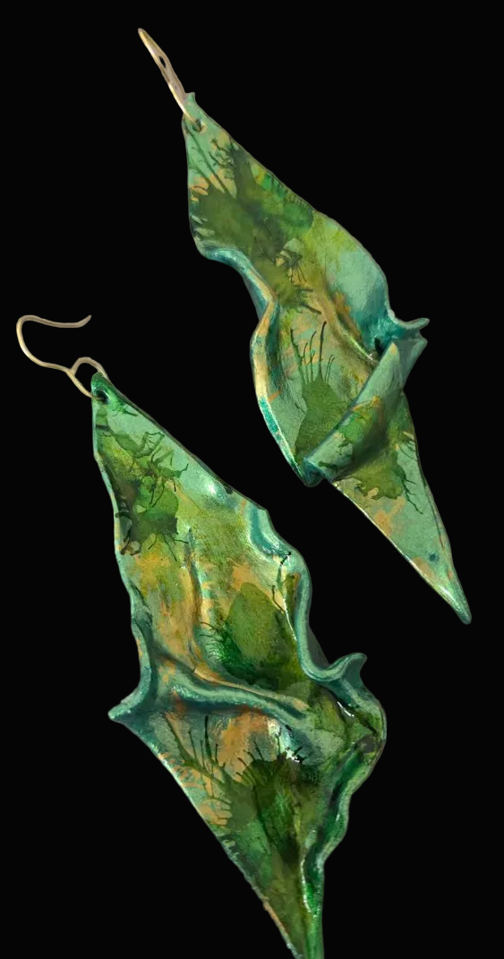 Avant Garde Sculpted Summer Abstract Leaf Pierced Earrings