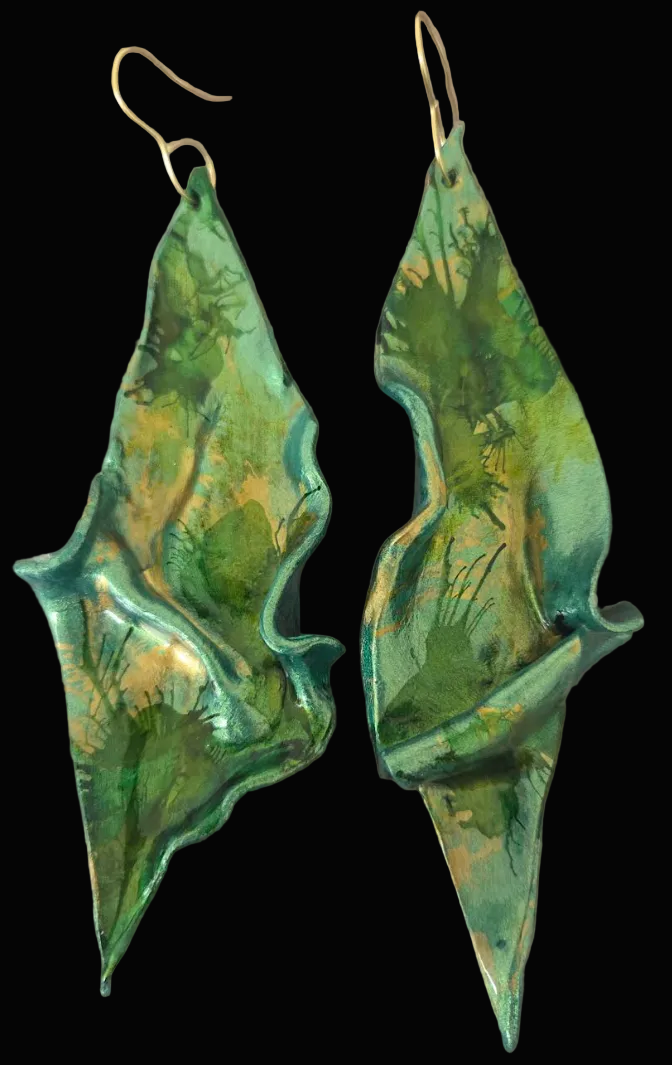 Avant Garde Sculpted Summer Abstract Leaf Pierced Earrings