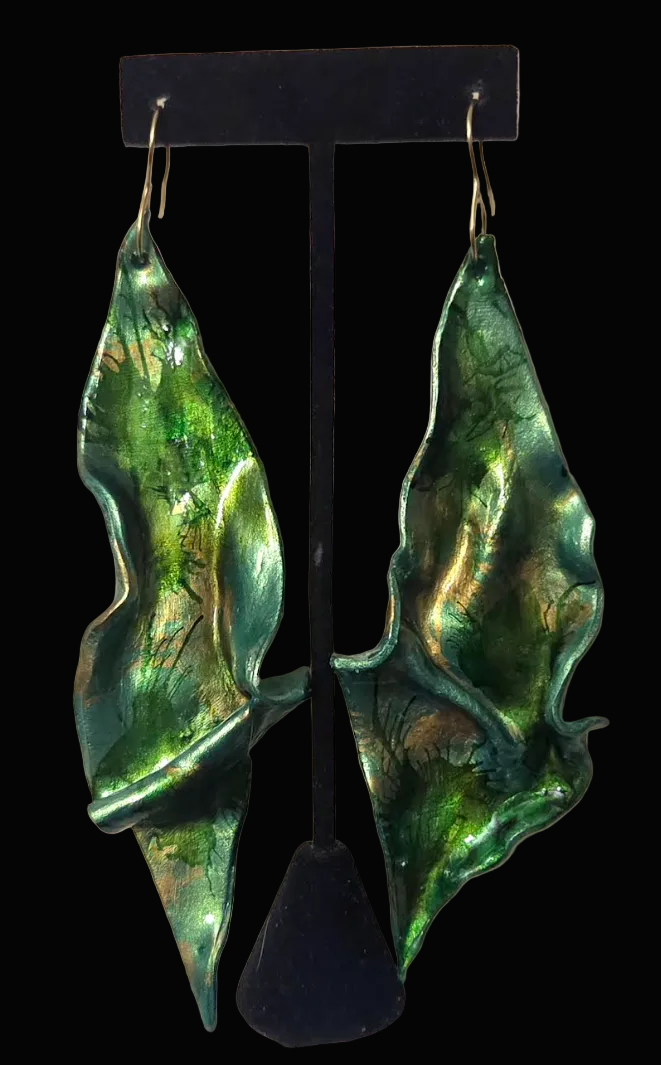 Avant Garde Sculpted Summer Abstract Leaf Pierced Earrings