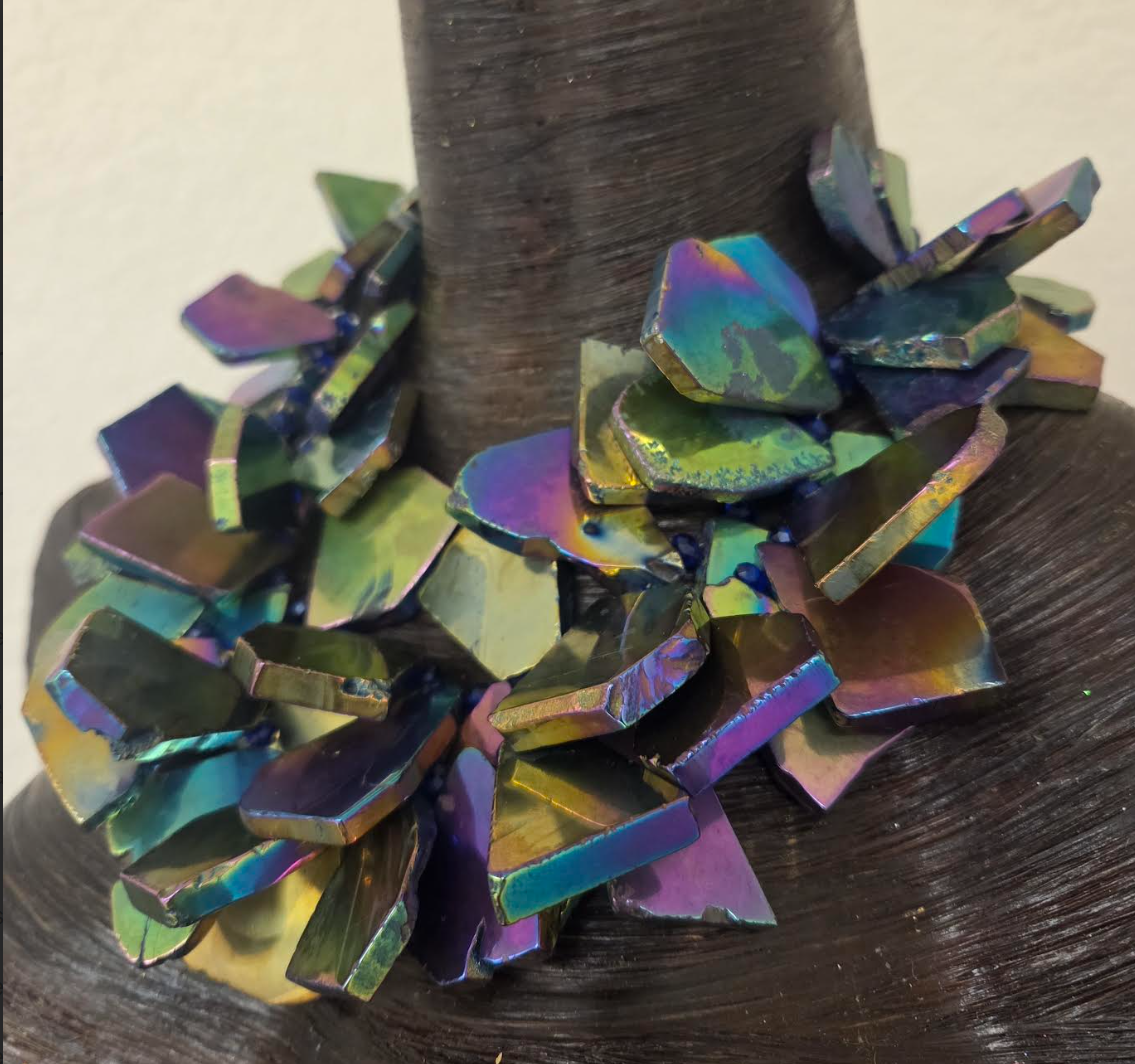 Jewel Tone Titanium Slab Two Strand Statement Necklace : Haute Couture