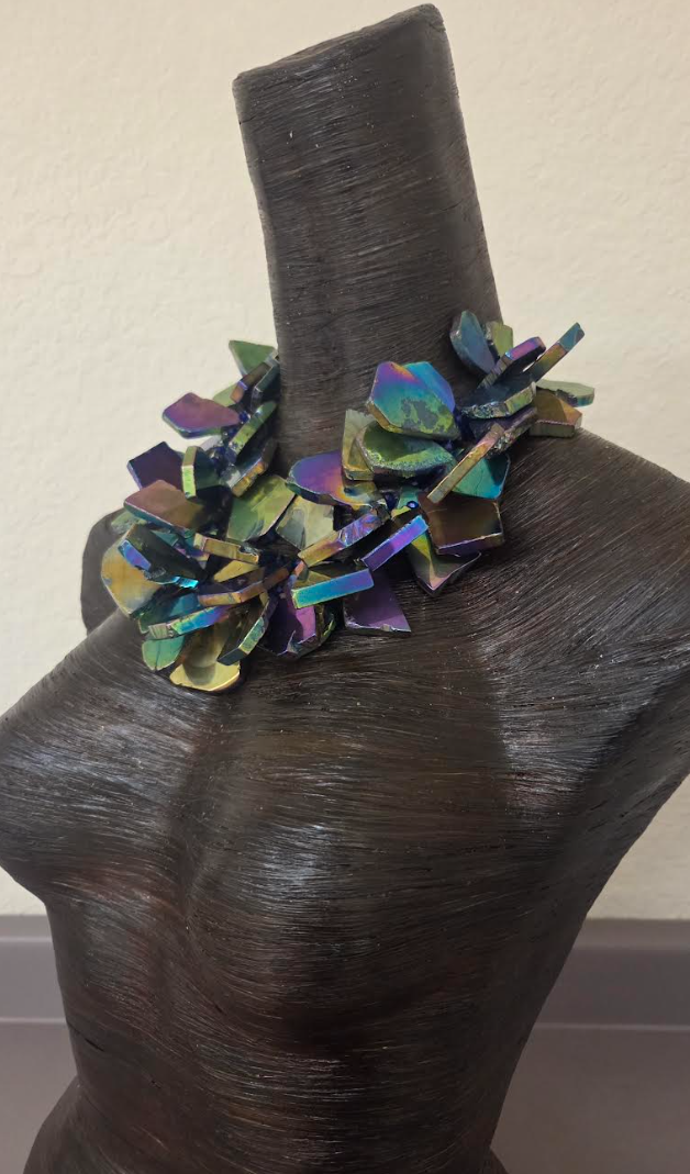 Jewel Tone Titanium Slab Two Strand Statement Necklace : Haute Couture