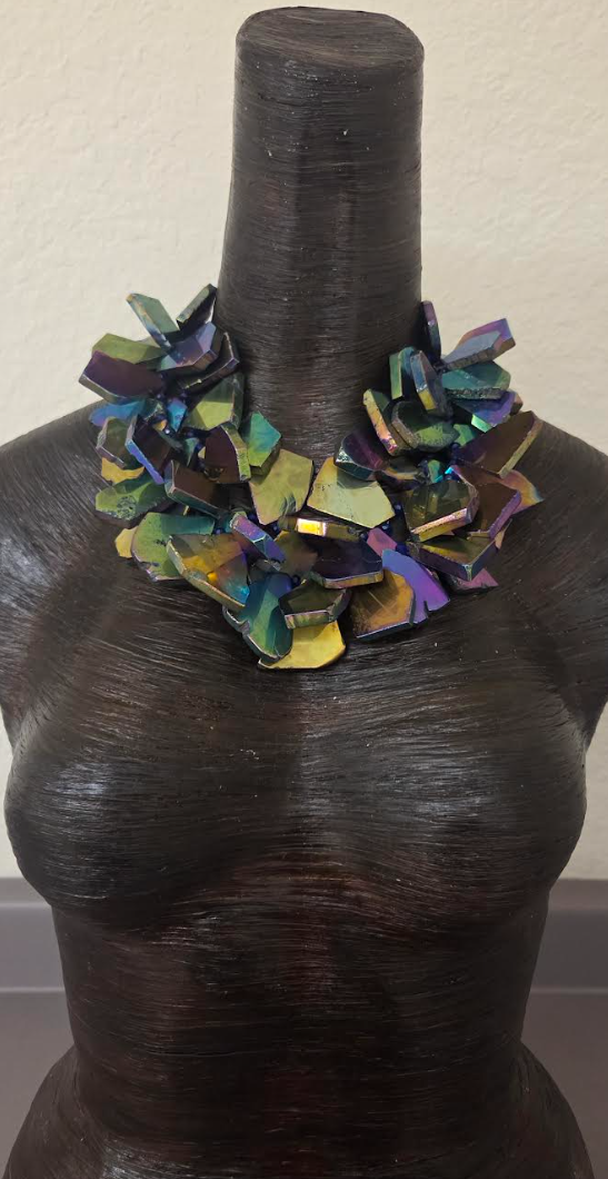 Jewel Tone Titanium Slab Two Strand Statement Necklace : Haute Couture
