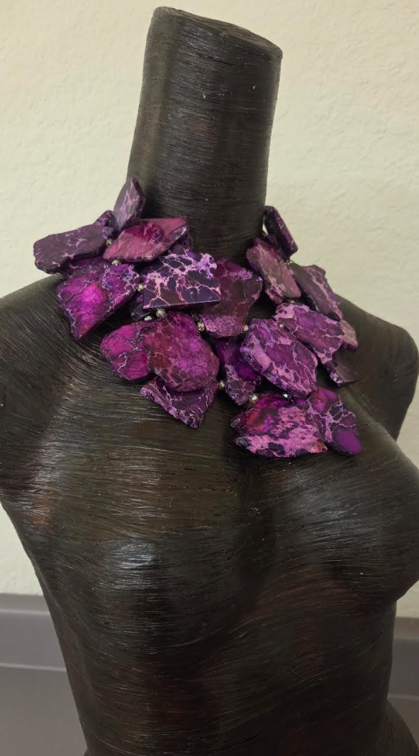 Variegated Purple Sea Sediment Resin Slab Statement Necklace - Bold
