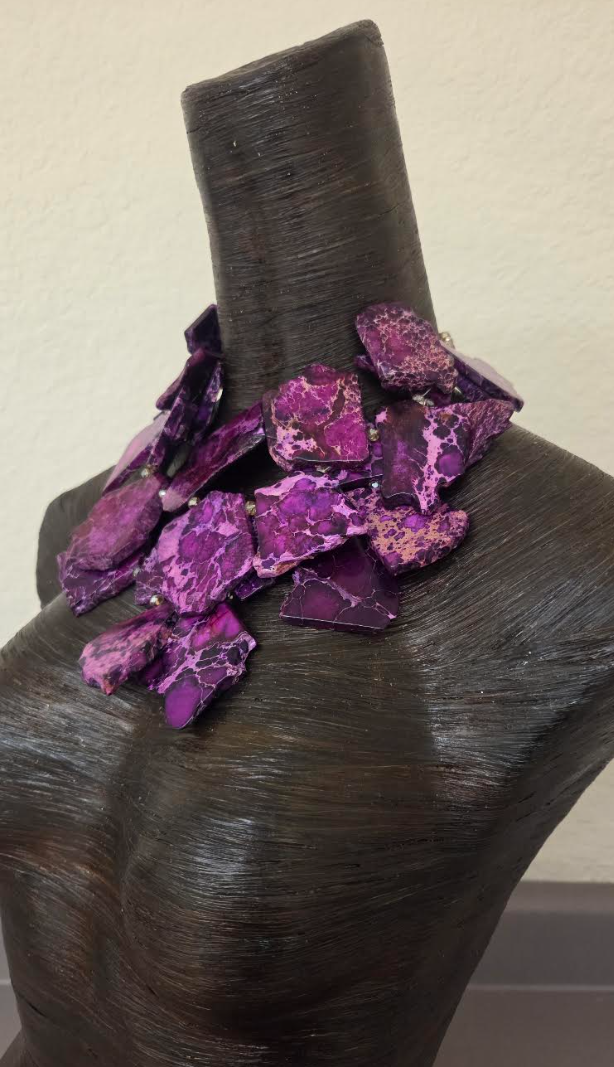 Variegated Purple Sea Sediment Resin Slab Statement Necklace - Bold