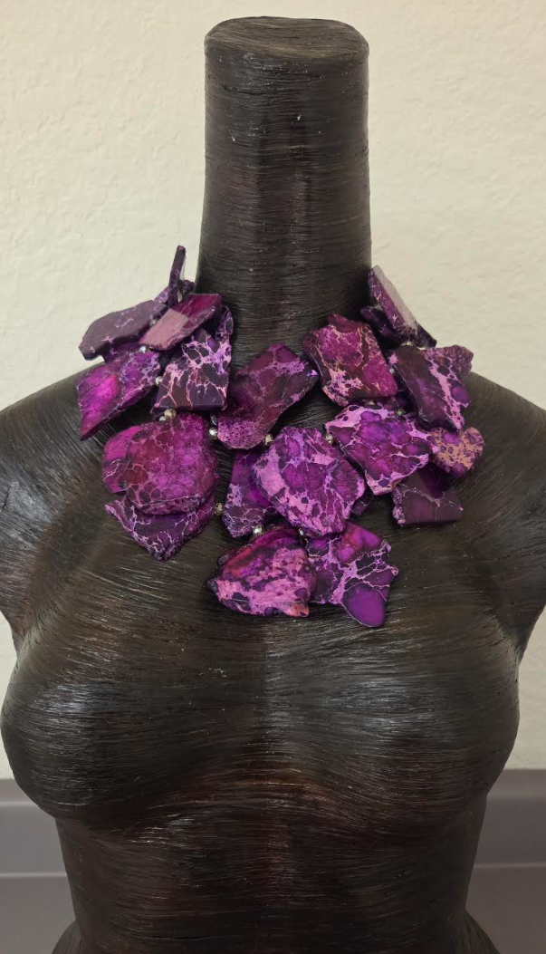Variegated Purple Sea Sediment Resin Slab Statement Necklace - Bold