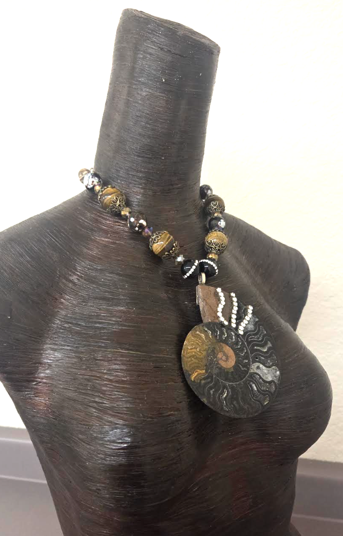 Earthy Prehistoric Ammonite Fossil Statement Pendant - Unisex Style