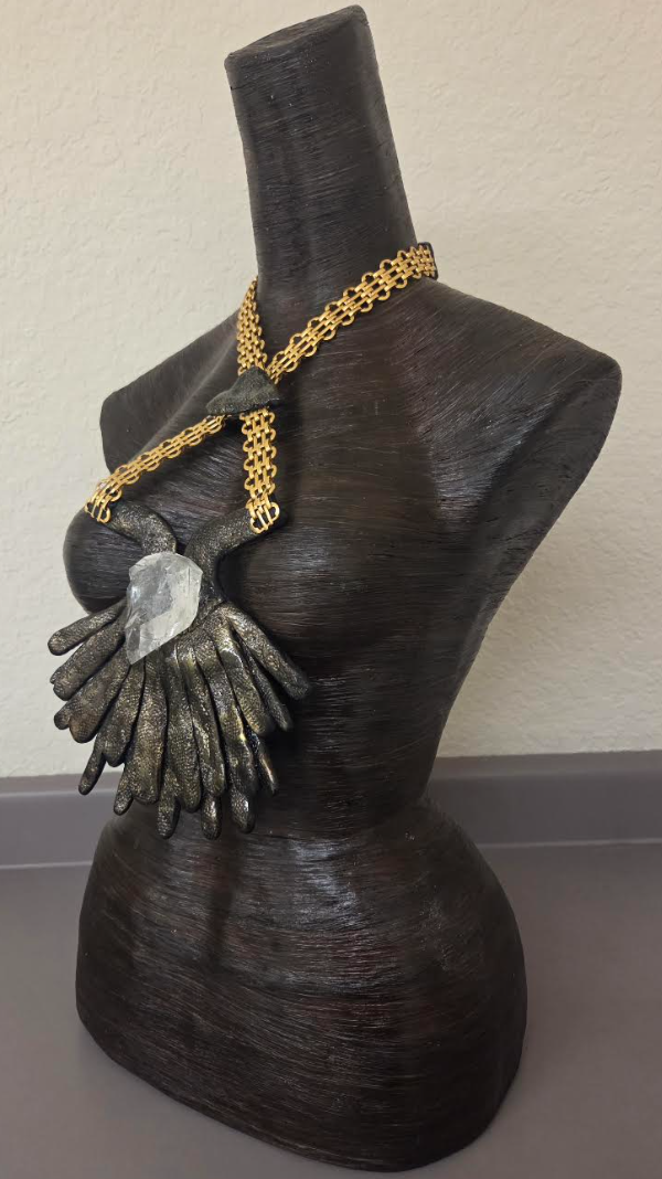 Avant Garde Sculpted Chest Piece With Rough Crystal Center - OOAK